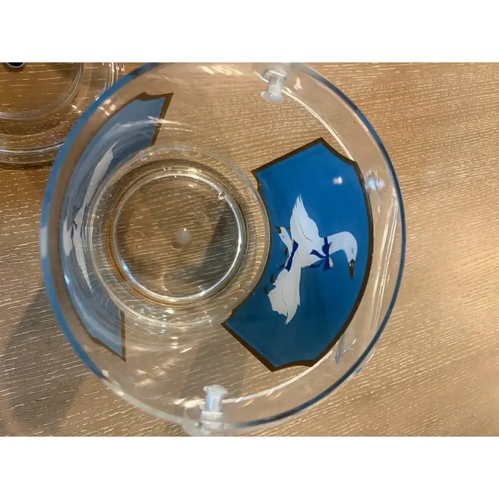 Vintage Culver Acrylic Ice Bucket Goose Blue Bow Mid Century Barware